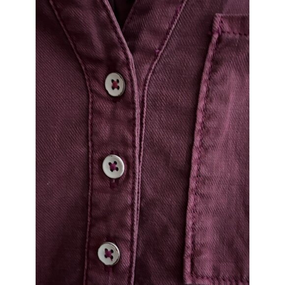 Anthropologie Pilcro Dress Sz S Plum Ruffle V-Neck Flounced Raspberry Tunic - Picture 11 of 14